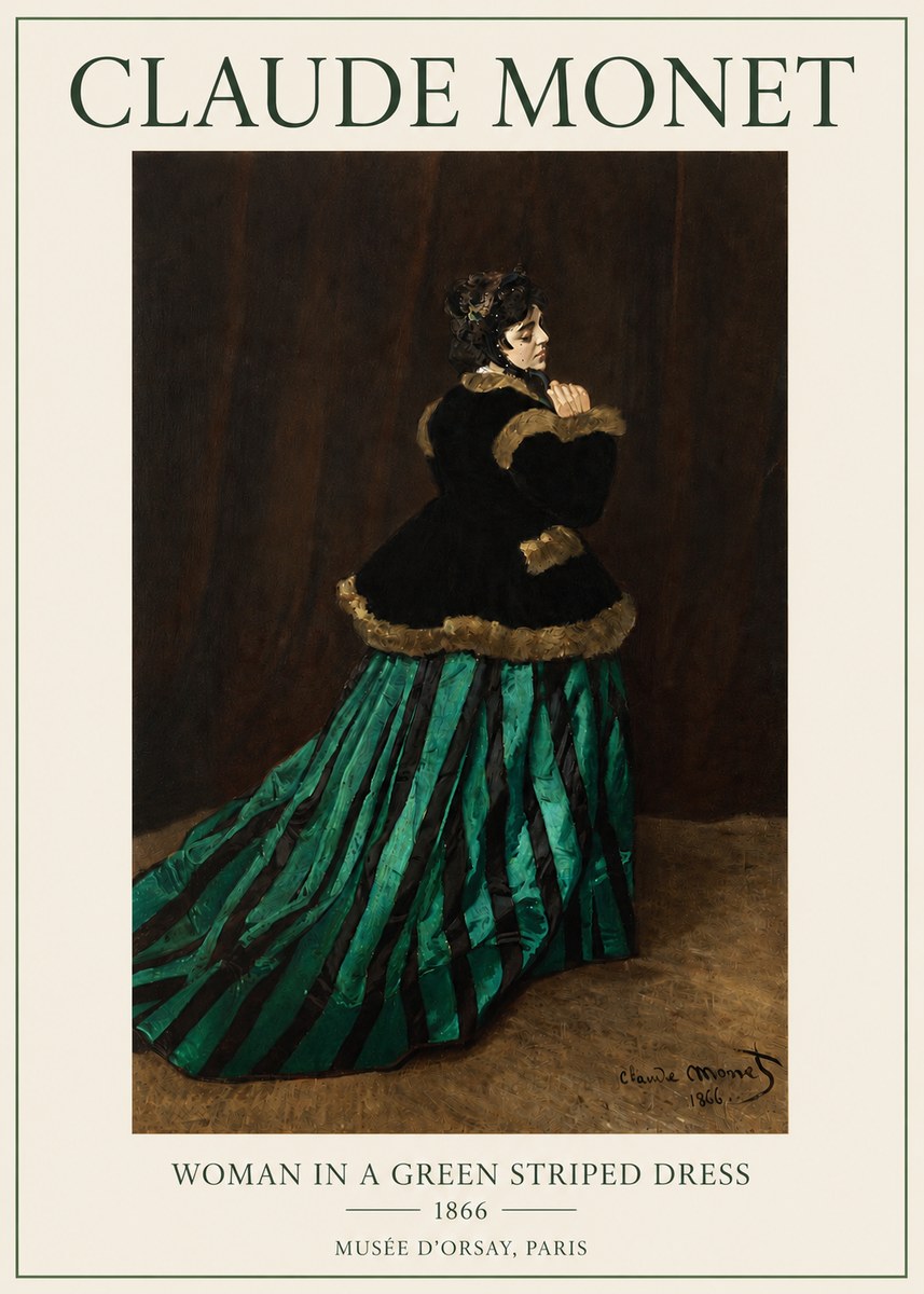 Monet Woman in a Green Striped Dress No3 - Juliste