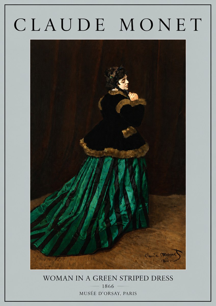Monet Woman in a Green Striped Dress No5 - Juliste
