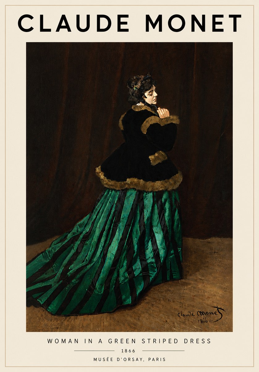 Monet Woman in a Green Striped Dress No6 - Juliste