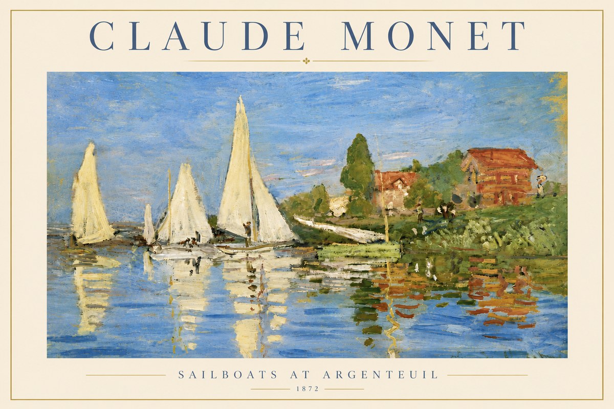 Monet Sailboats at Argenteuil No5 - Juliste