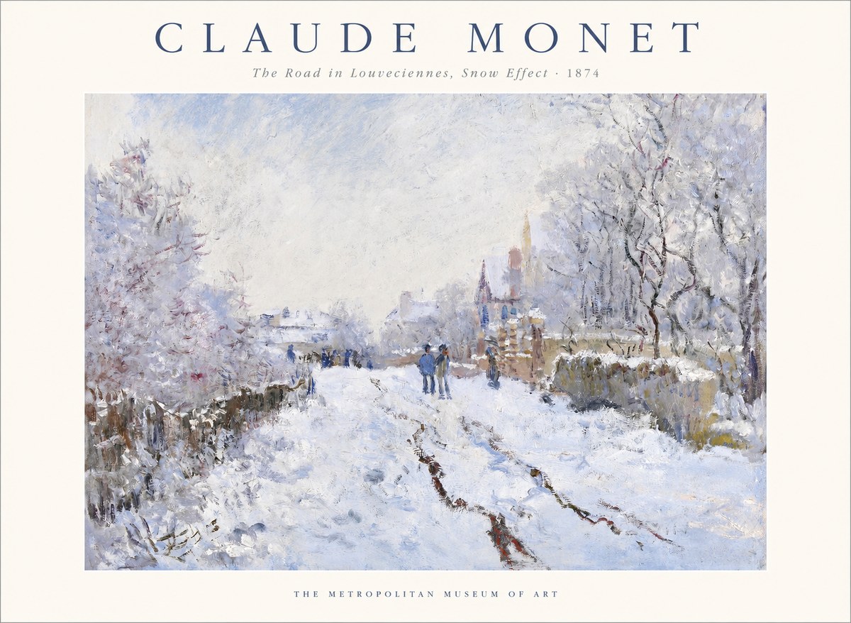 Monet The Road in Louveciennes, Snow Effect No1 - Juliste