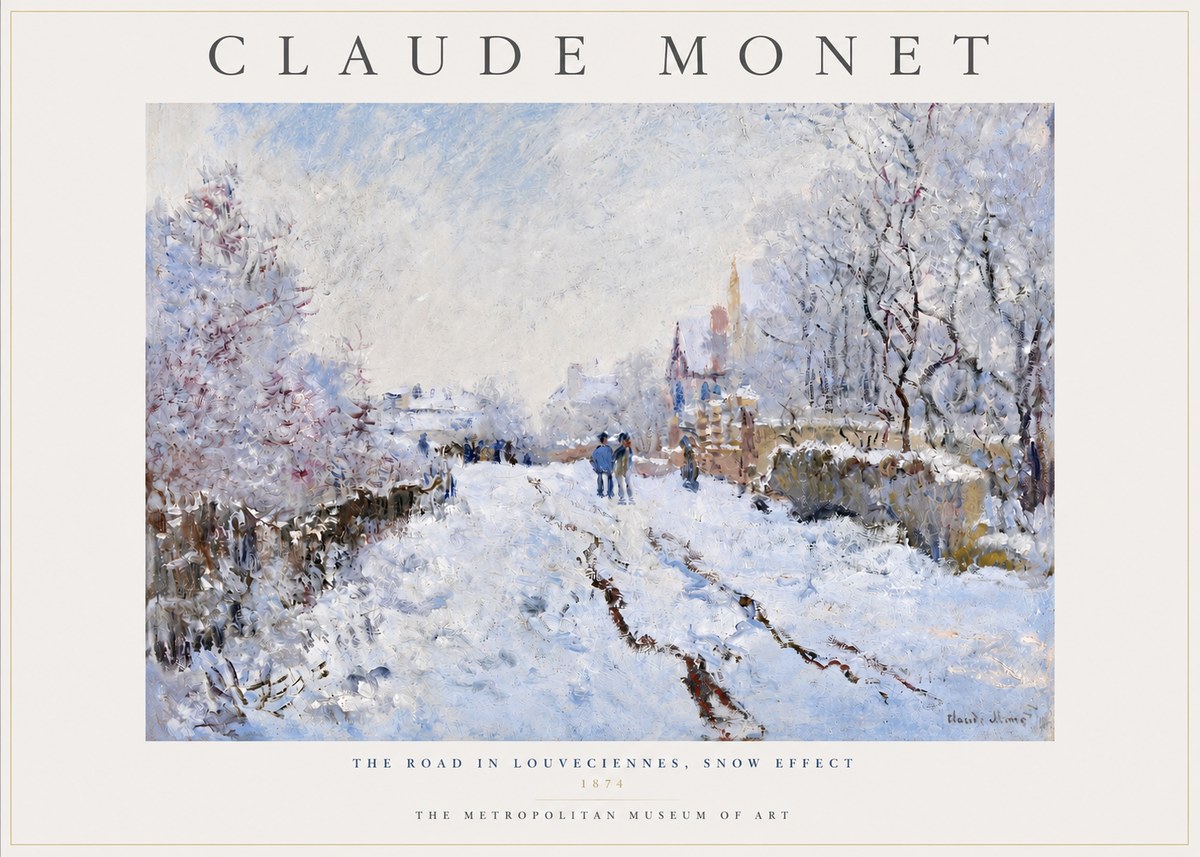 Monet The Road in Louveciennes, Snow Effect No3 - Juliste