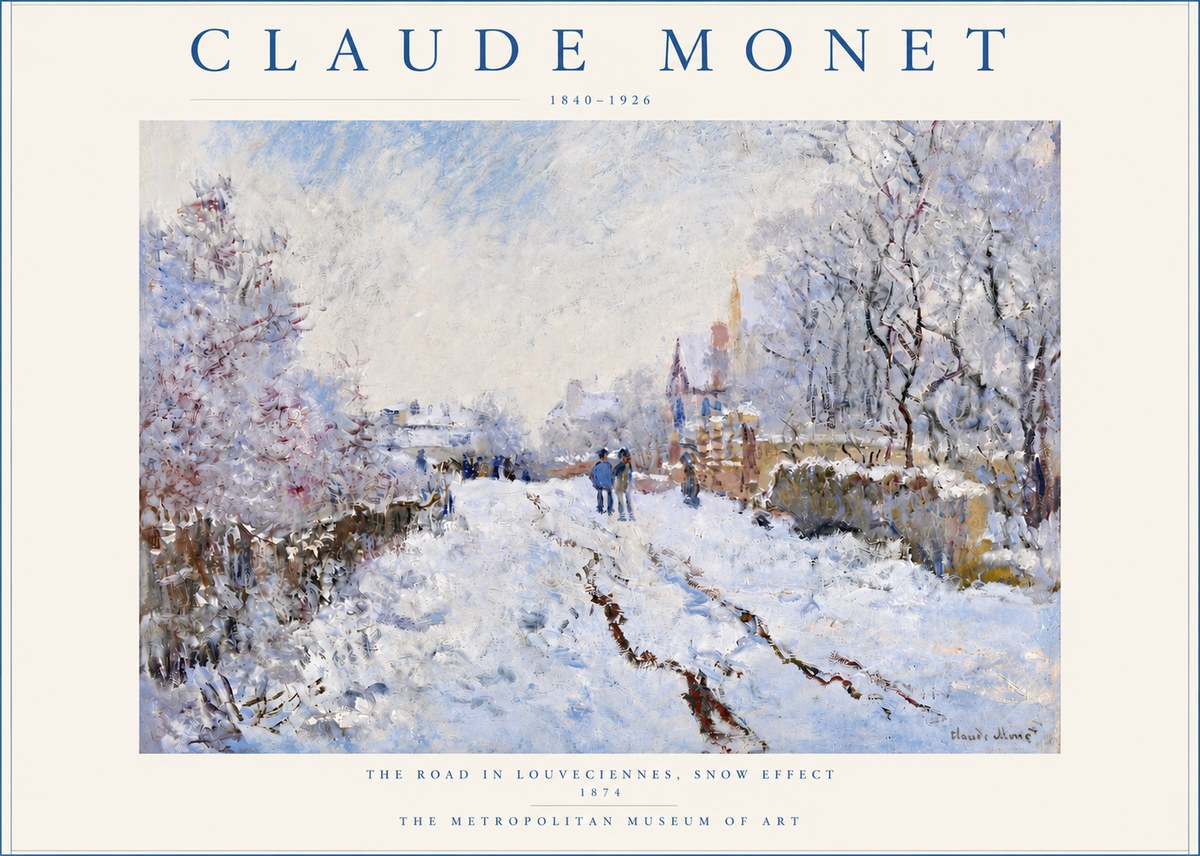 Monet The Road in Louveciennes, Snow Effect No4 - Juliste