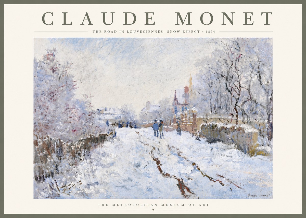 Monet The Road in Louveciennes, Snow Effect No5 - Juliste