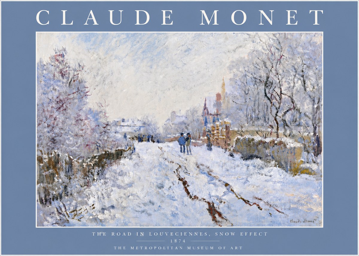 Monet The Road in Louveciennes, Snow Effect No6 - Juliste