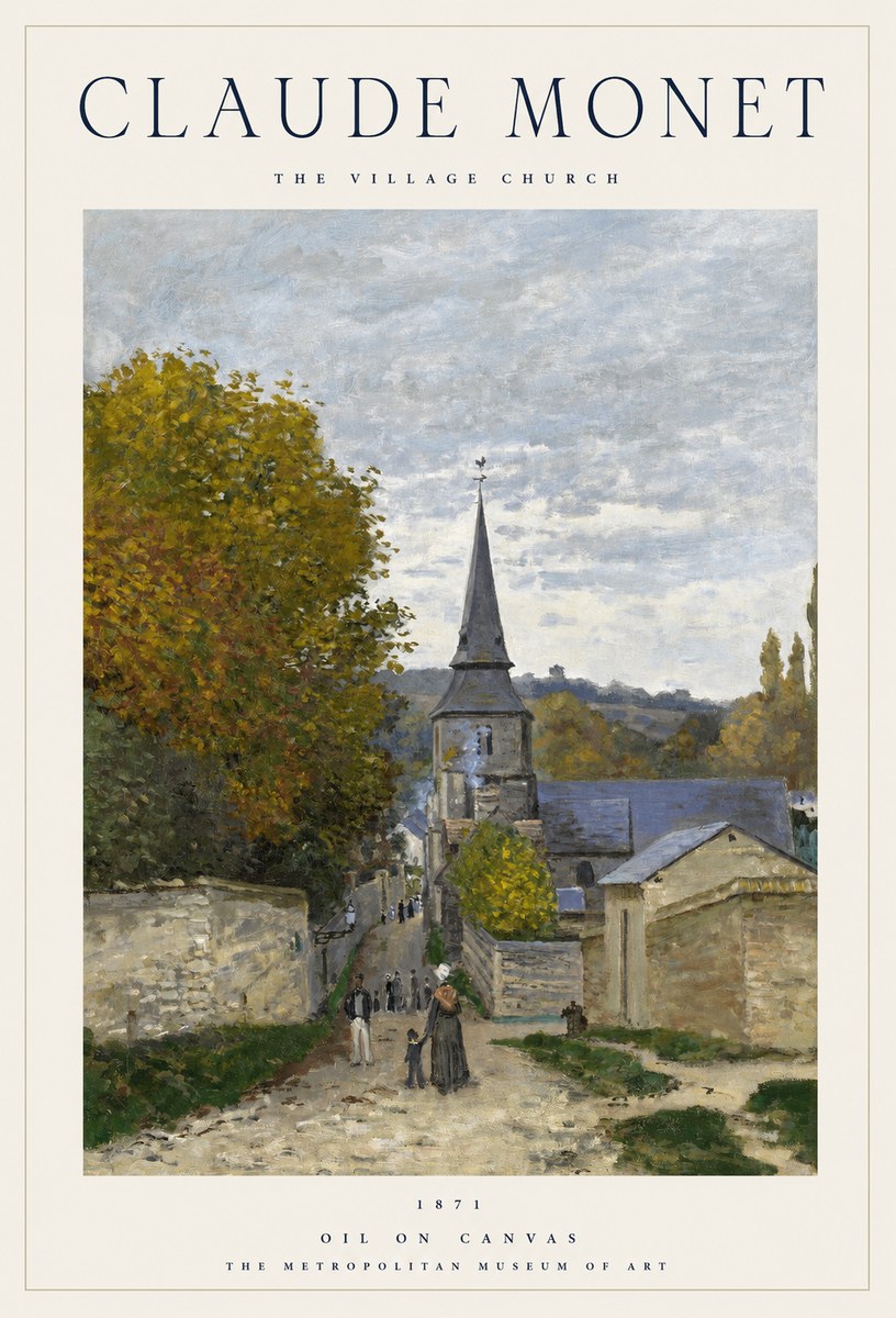 Monet The Village Church No1 - Juliste