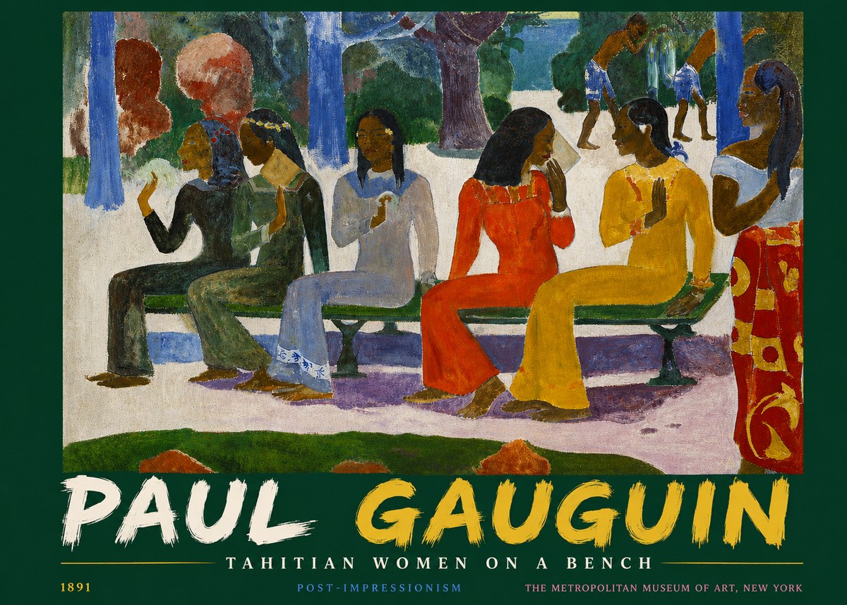 Paul Gauguin Tahitian Women on a Bench No4 - Juliste