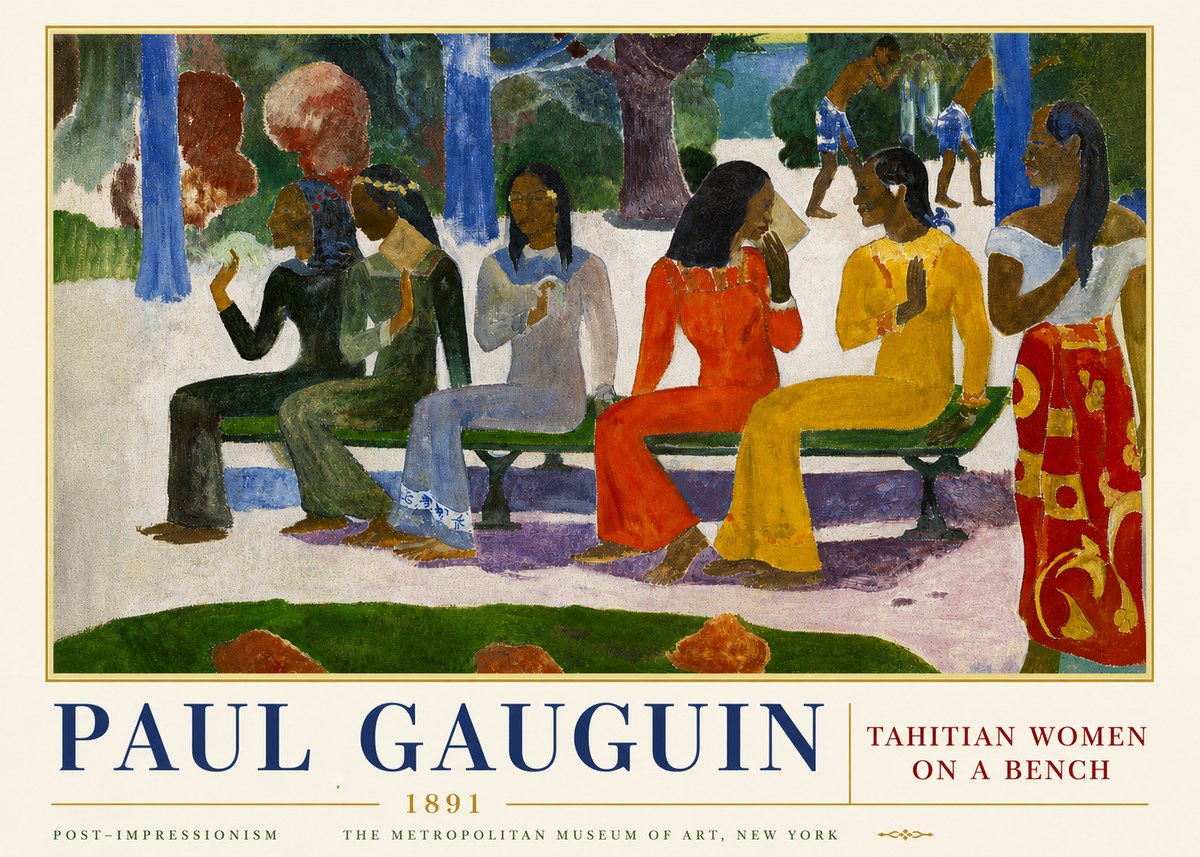 Paul Gauguin Tahitian Women on a Bench No5 - Juliste