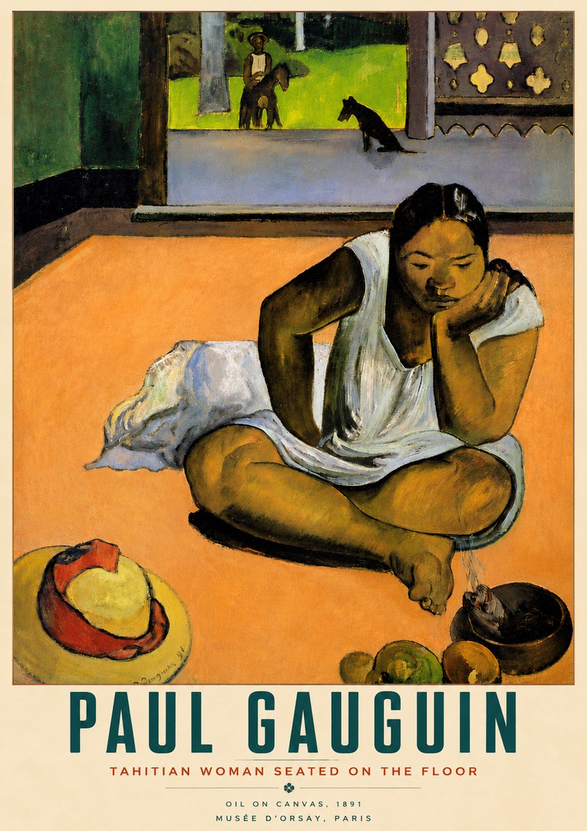 Paul Gauguin Tahitian Woman Seated on the Floor No6 - Juliste