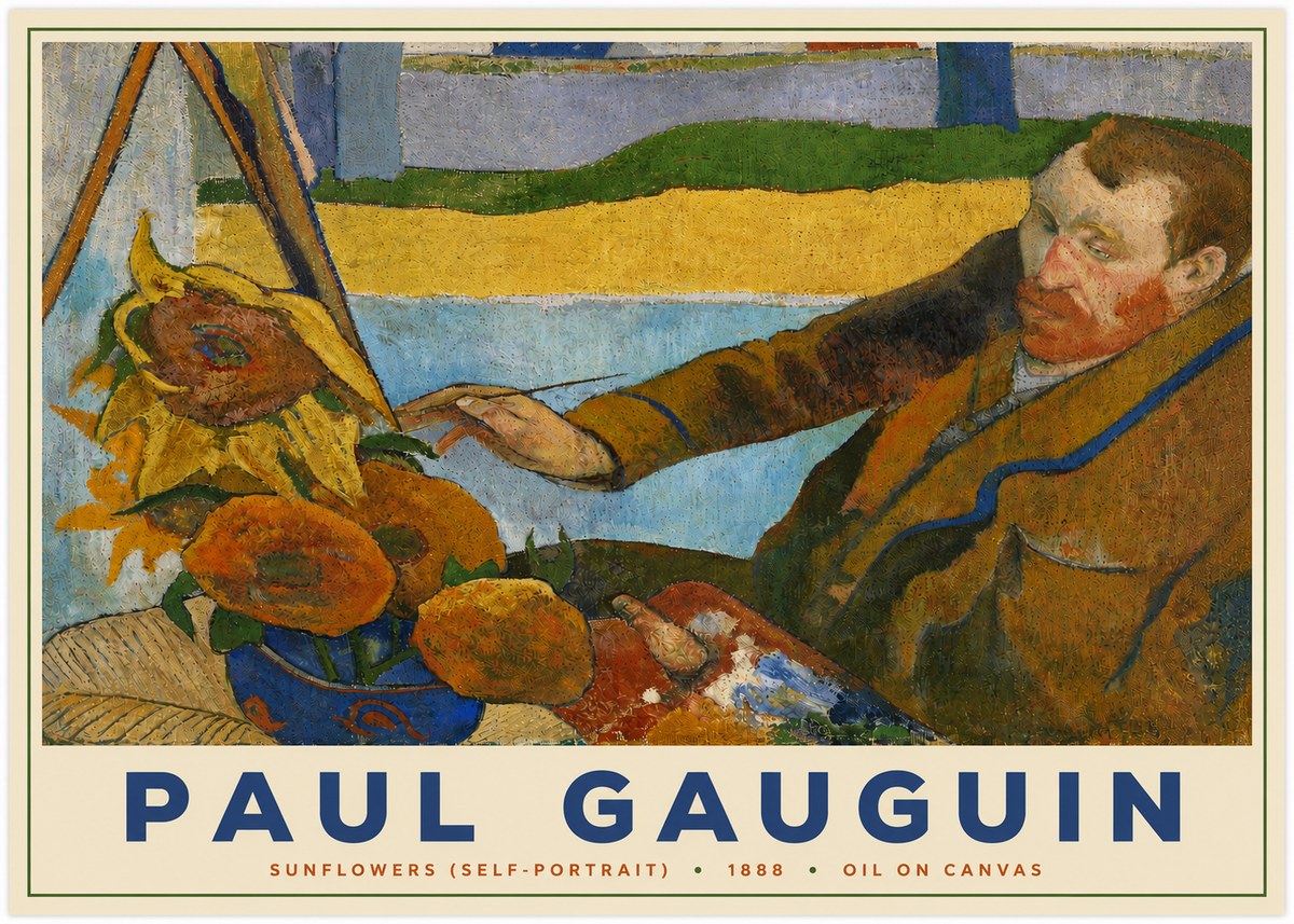 Paul Gauguin The Artist and His Sunflowers No5 - Juliste