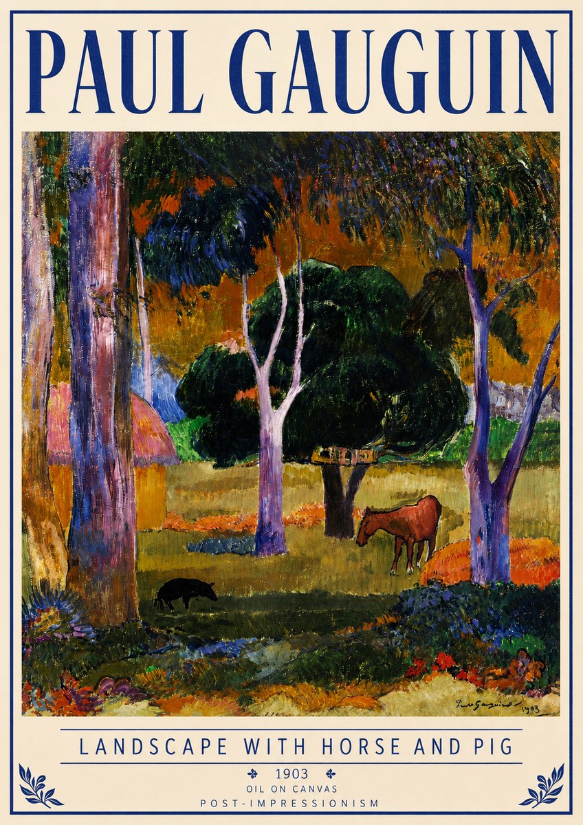 Paul Gauguin Landscape with Horse and Pig No4 - Juliste