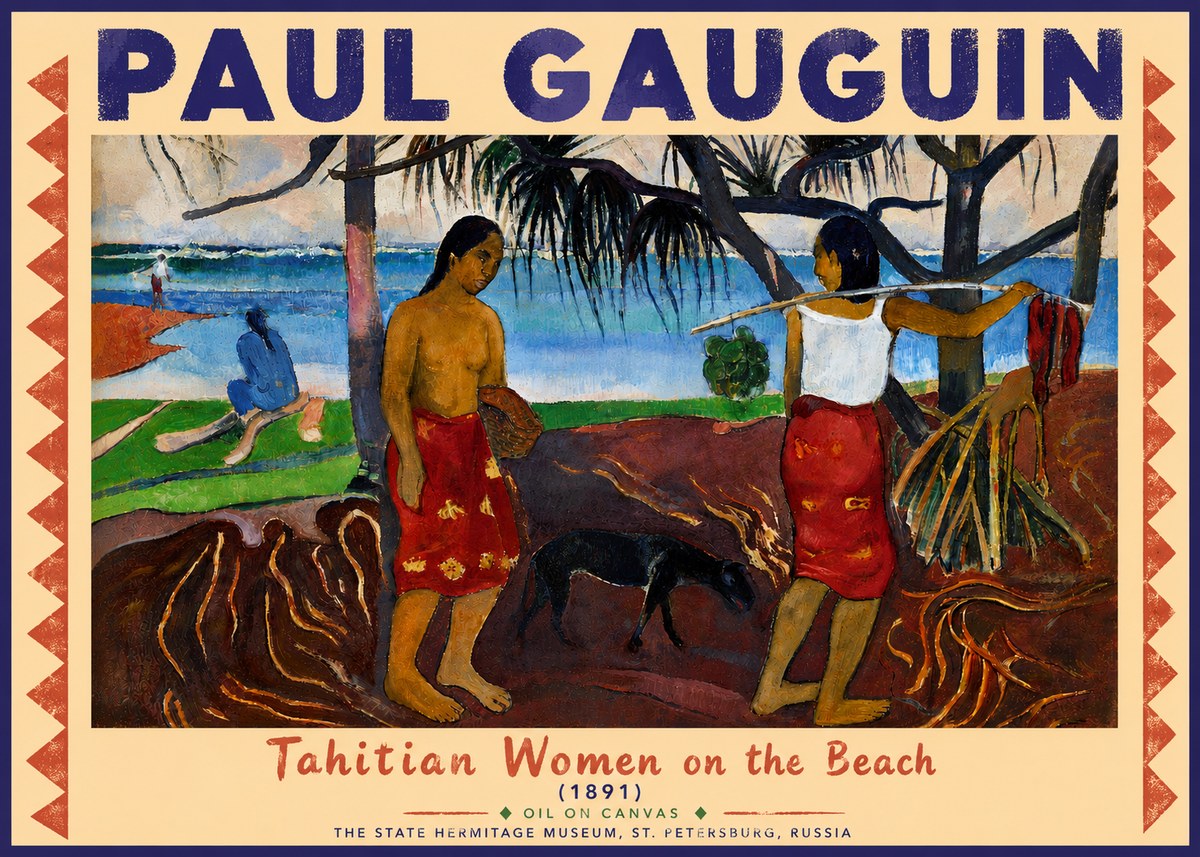 Paul Gauguin Tahitian Women on the Beach (1891) No4 - Juliste