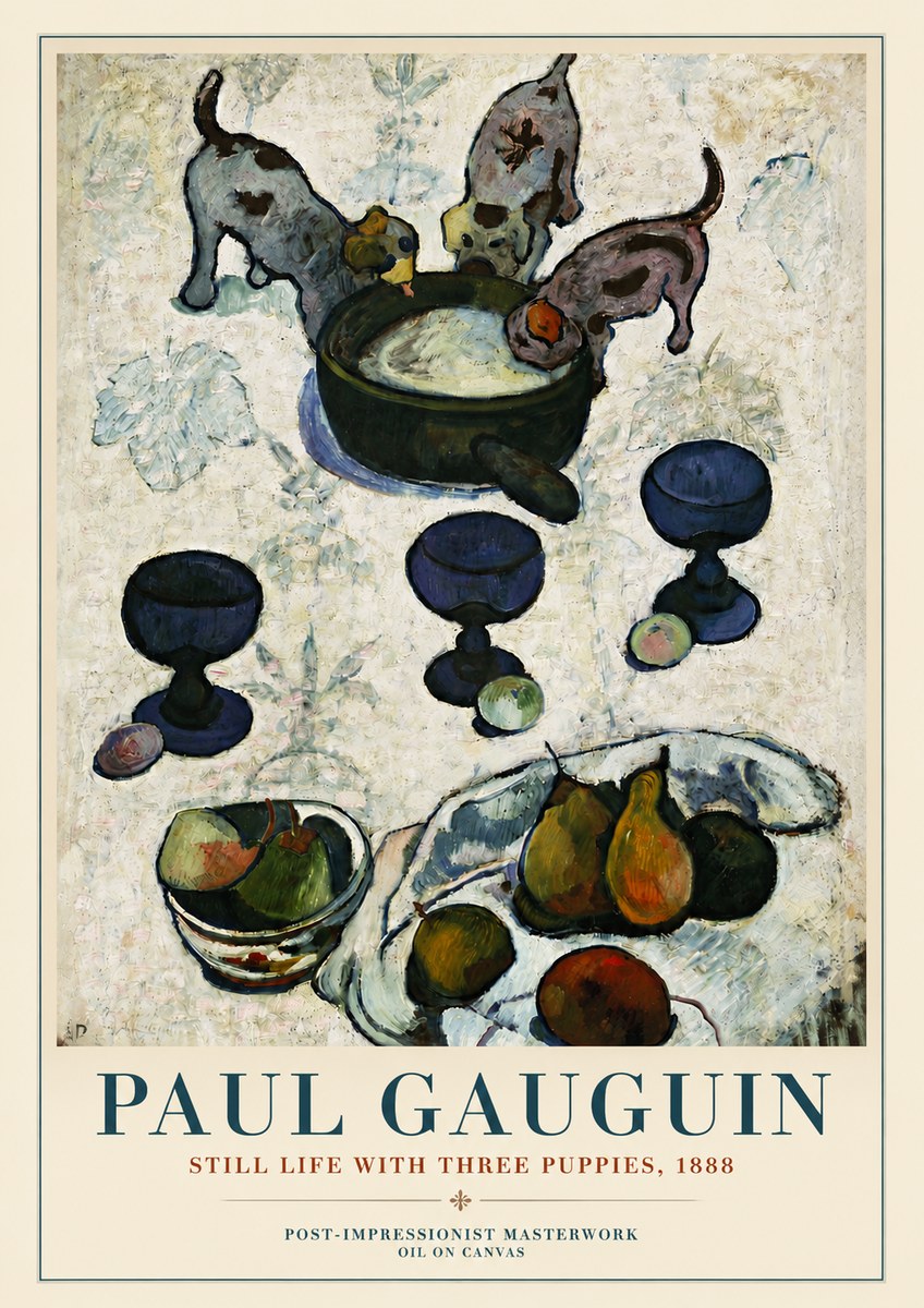 Paul Gauguin Still Life with Three Puppies, 1888 No3 - Juliste