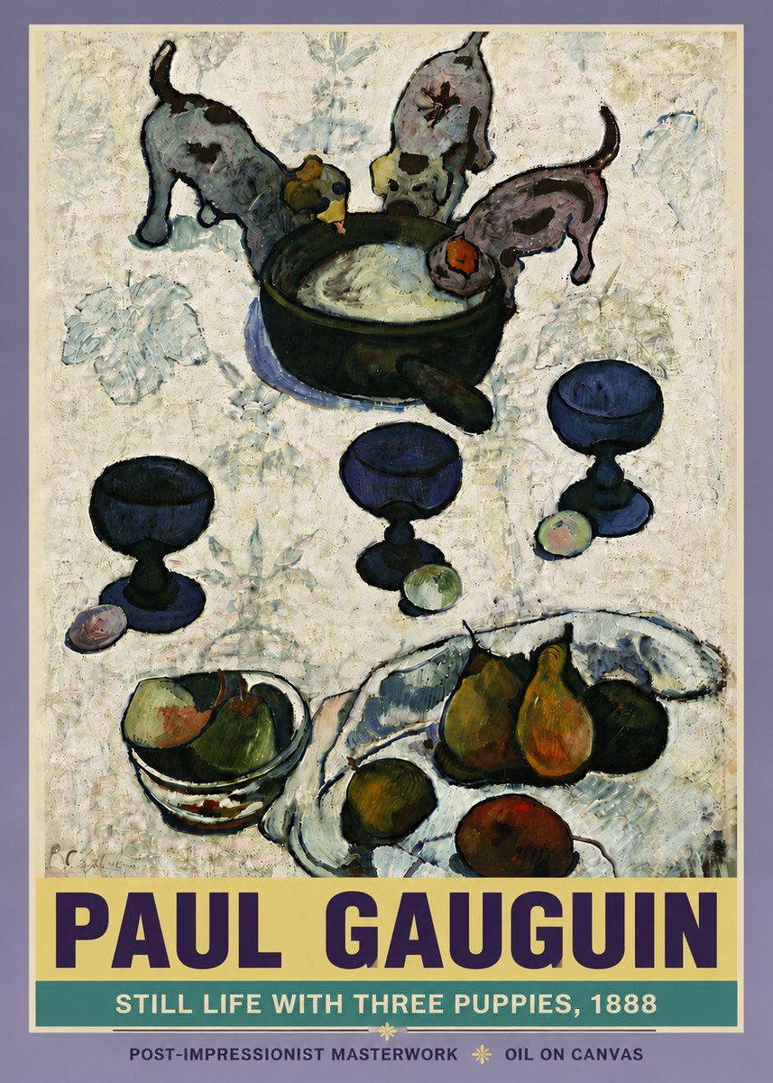 Paul Gauguin Still Life with Three Puppies, 1888 No6 - Juliste