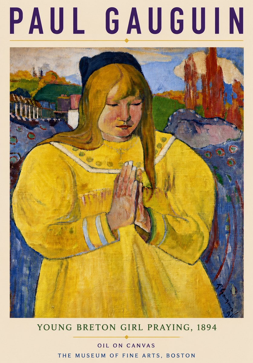 Paul Gauguin Young Breton Girl Praying, 1894 No4 - Juliste