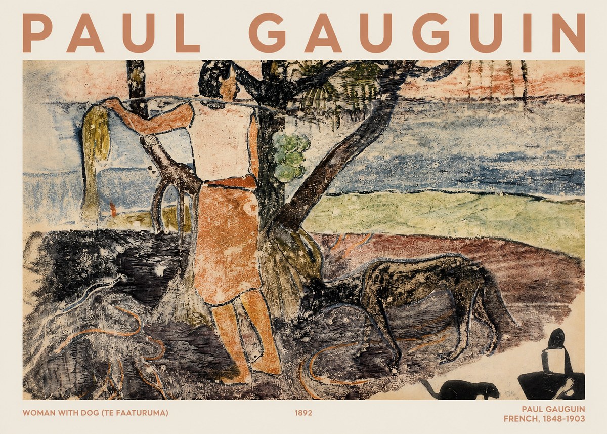 Paul Gauguin Woman with Dog (Te Faaturuma) No1 - Juliste