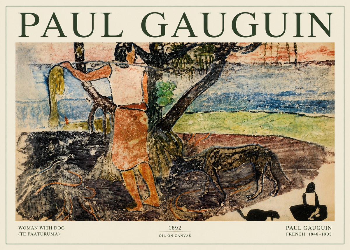 Paul Gauguin Woman with Dog (Te Faaturuma) No3 - Juliste