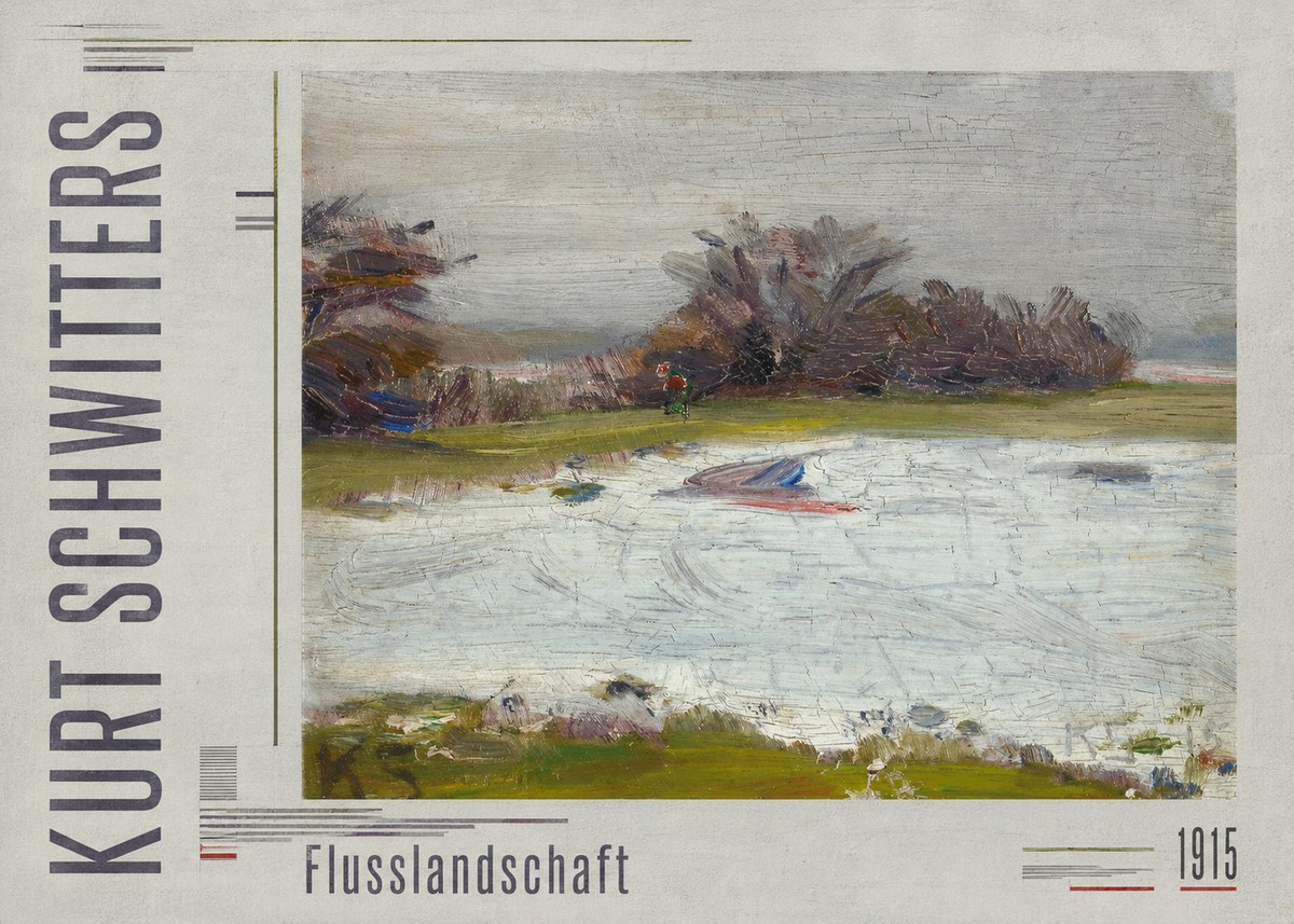 Kurt Schwitters Flusslandschaft No3 - Juliste