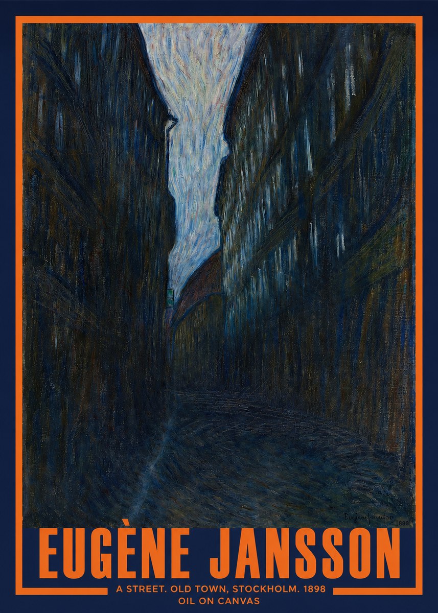Eugène Jansson A Street. Old Town, Stockholm. 1898 No2 - Juliste