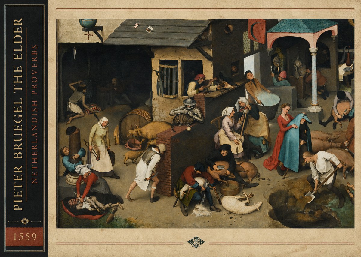 Pieter Bruegel Netherlandish Proverbs VI No3 - Juliste
