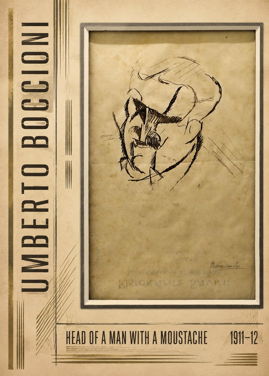 Umberto Boccioni Head of a Man with a Moustache No3 - Juliste