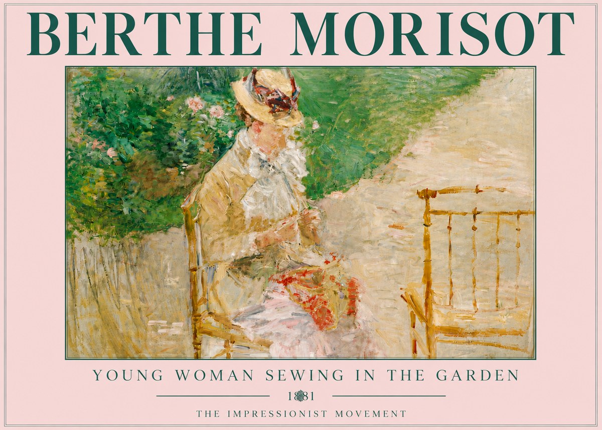 Berthe Morisot Young Woman Sewing in the Garden No5 - Juliste