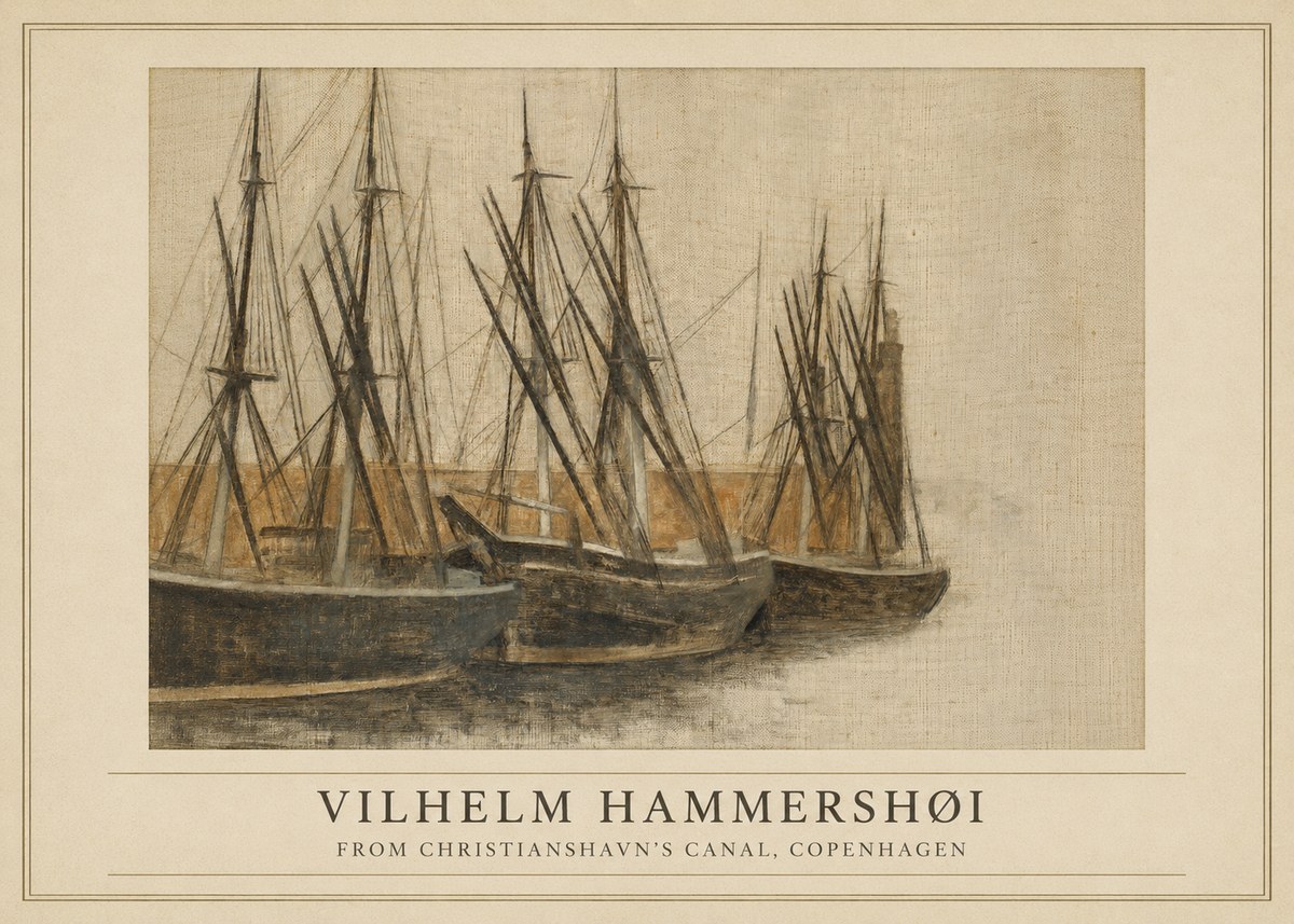 Vilhelm Hammershøi From Christianshavn's Canal, Copenhagen No1 - Juliste