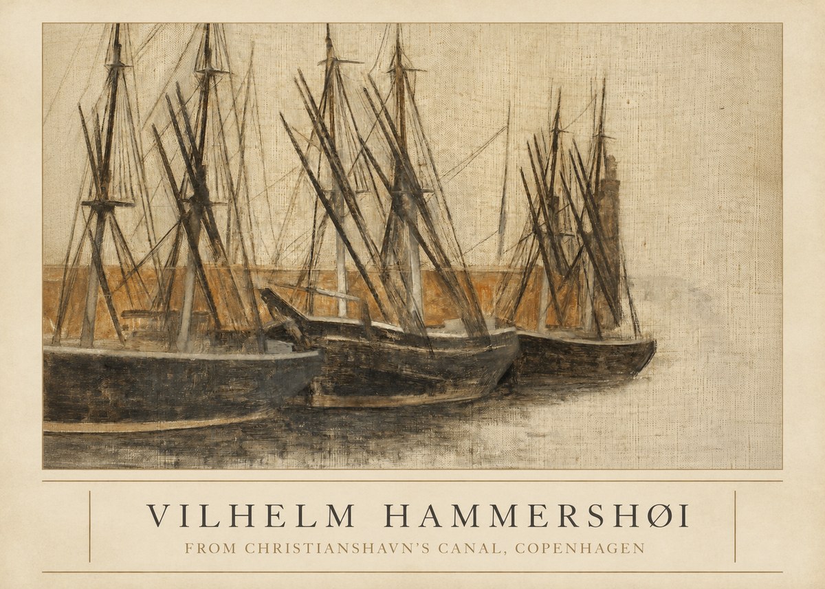 Vilhelm Hammershøi From Christianshavn's Canal, Copenhagen No3 - Juliste