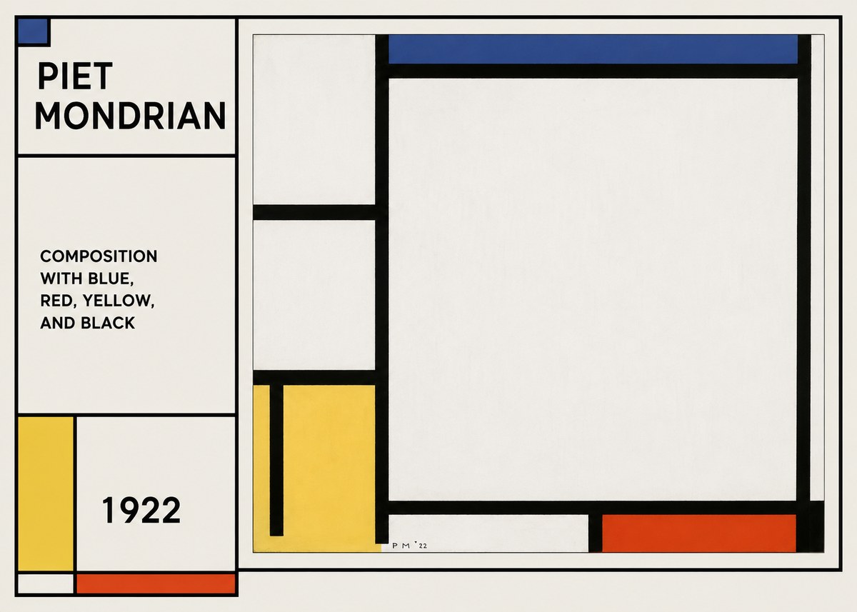 Piet Mondrian Composition with Blue, Red, Yellow, and Black No1 - Juliste