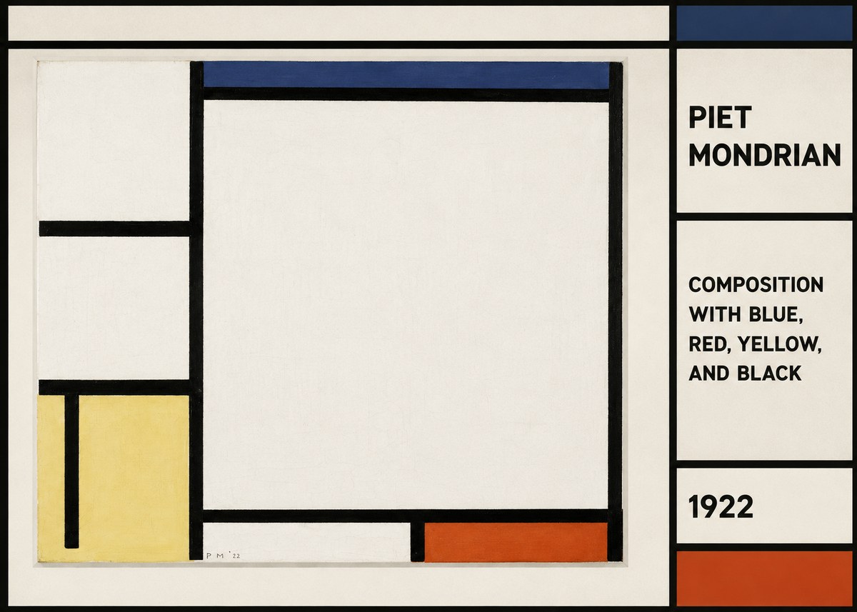 Piet Mondrian Composition with Blue, Red, Yellow, and Black No2 - Juliste