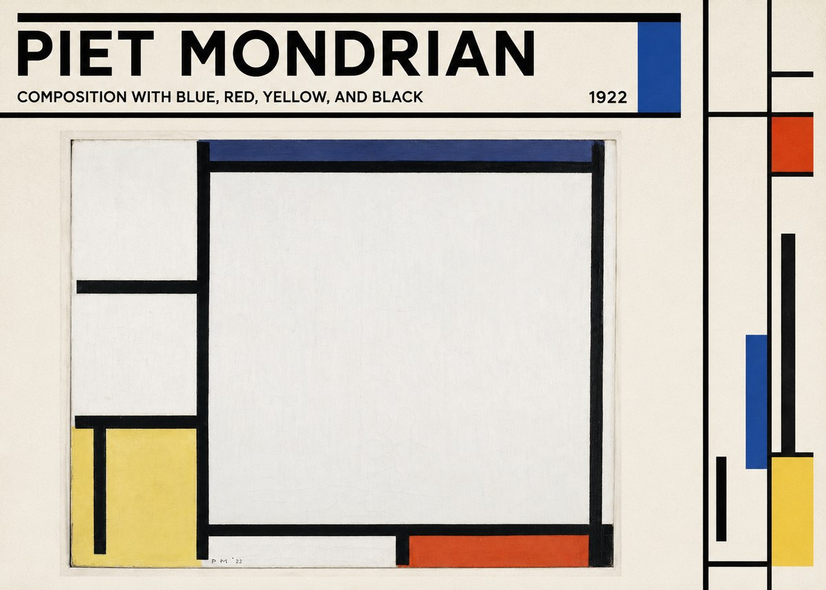 Piet Mondrian Composition with Blue, Red, Yellow, and Black No3 - Juliste