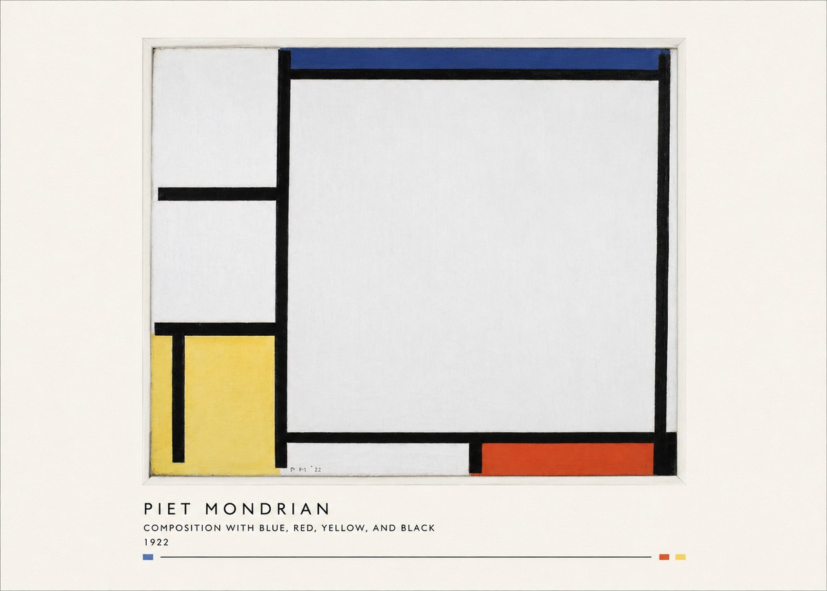 Piet Mondrian Composition with Blue, Red, Yellow, and Black No4 - Juliste