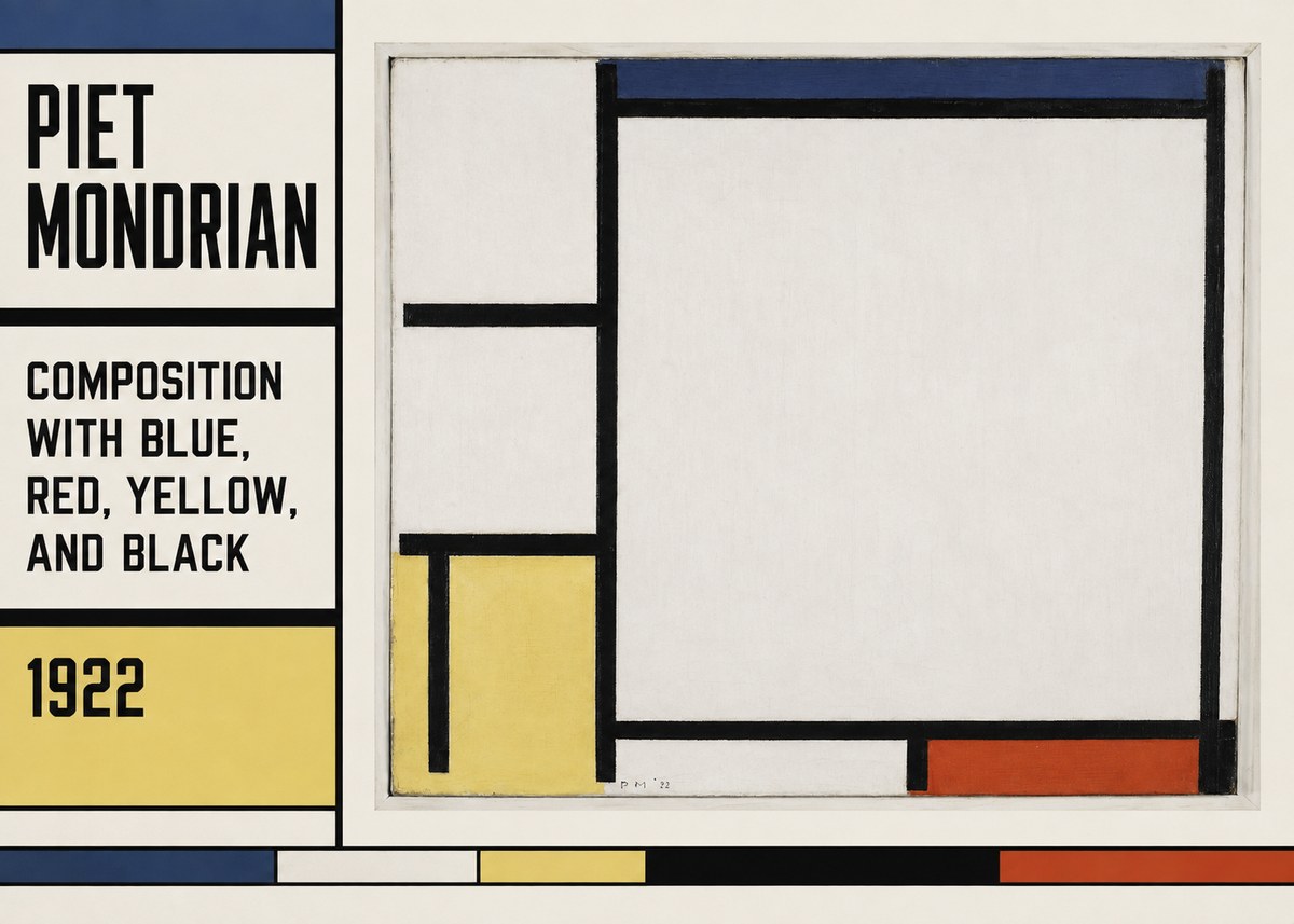Piet Mondrian Composition with Blue, Red, Yellow, and Black No5 - Juliste