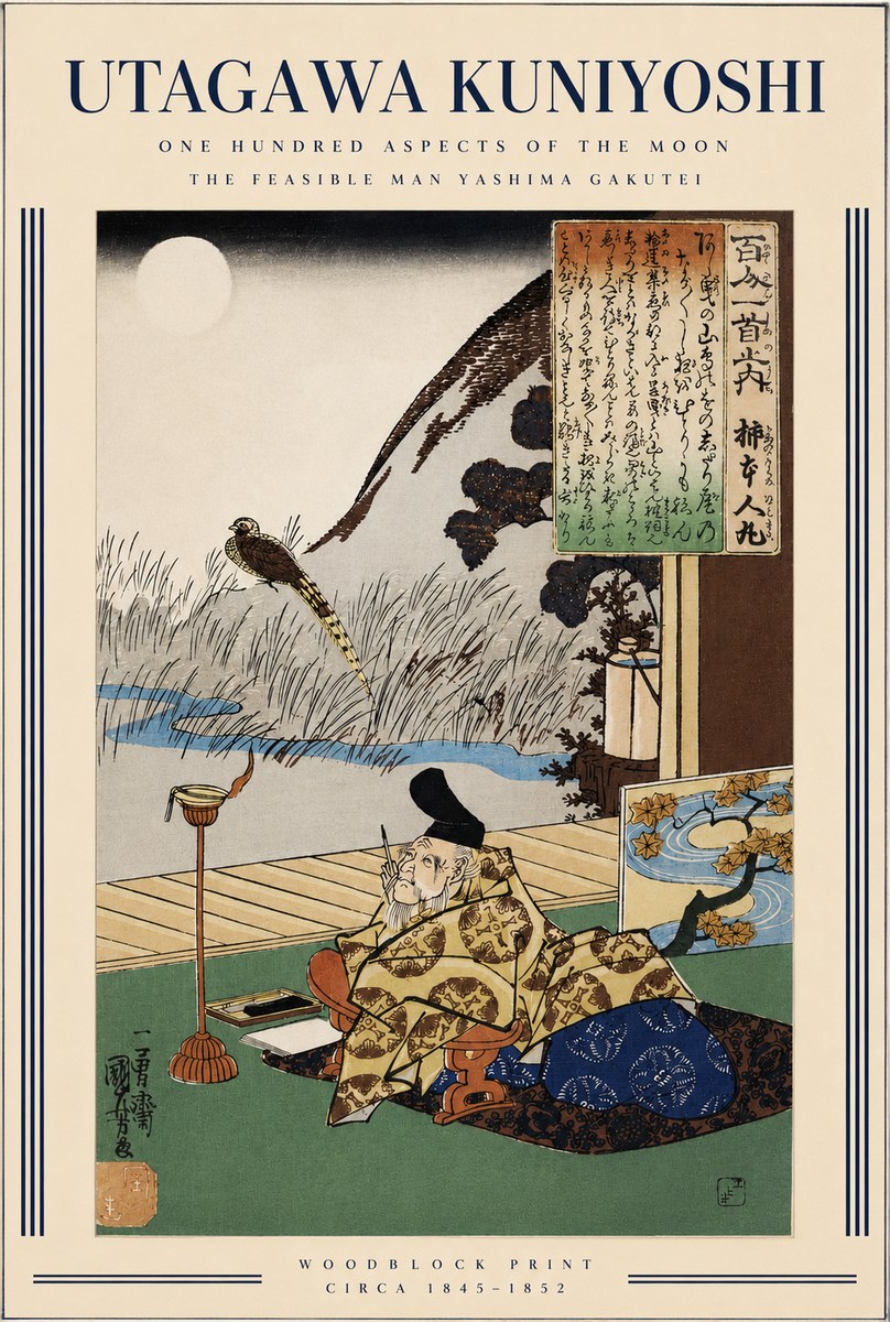 Utagawa Kuniyoshi The Feasible Man Yashima Gakutei No3 - Juliste