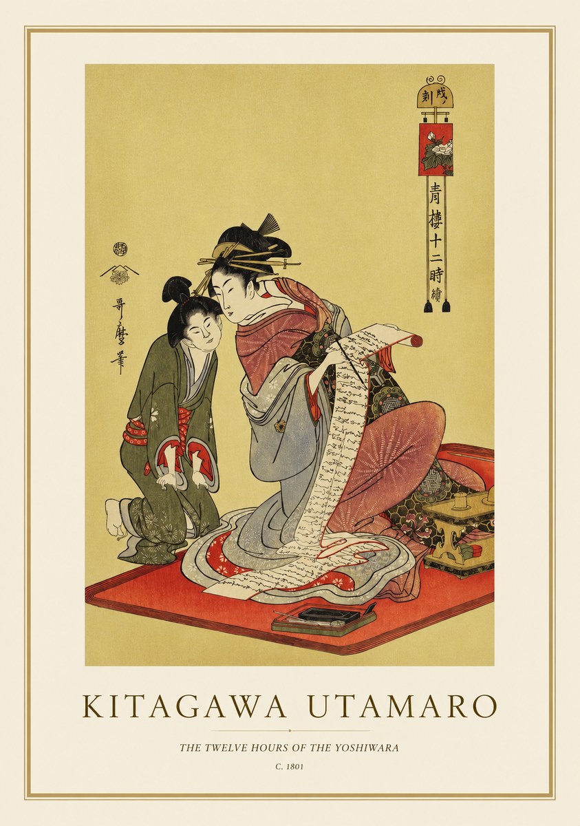 Kitagawa Utamaro The Twelve Hours of the Yoshiwara No1 - Juliste