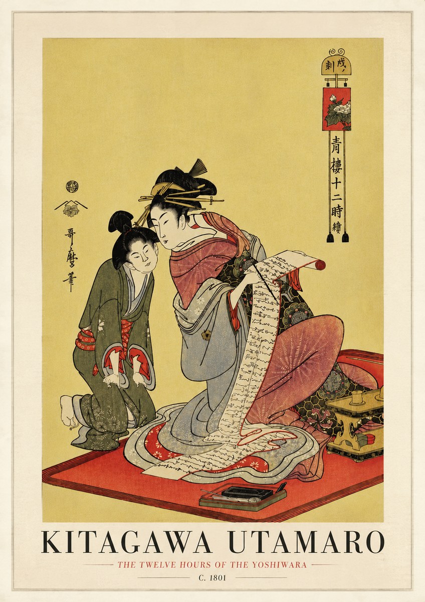Kitagawa Utamaro The Twelve Hours of the Yoshiwara No3 - Juliste