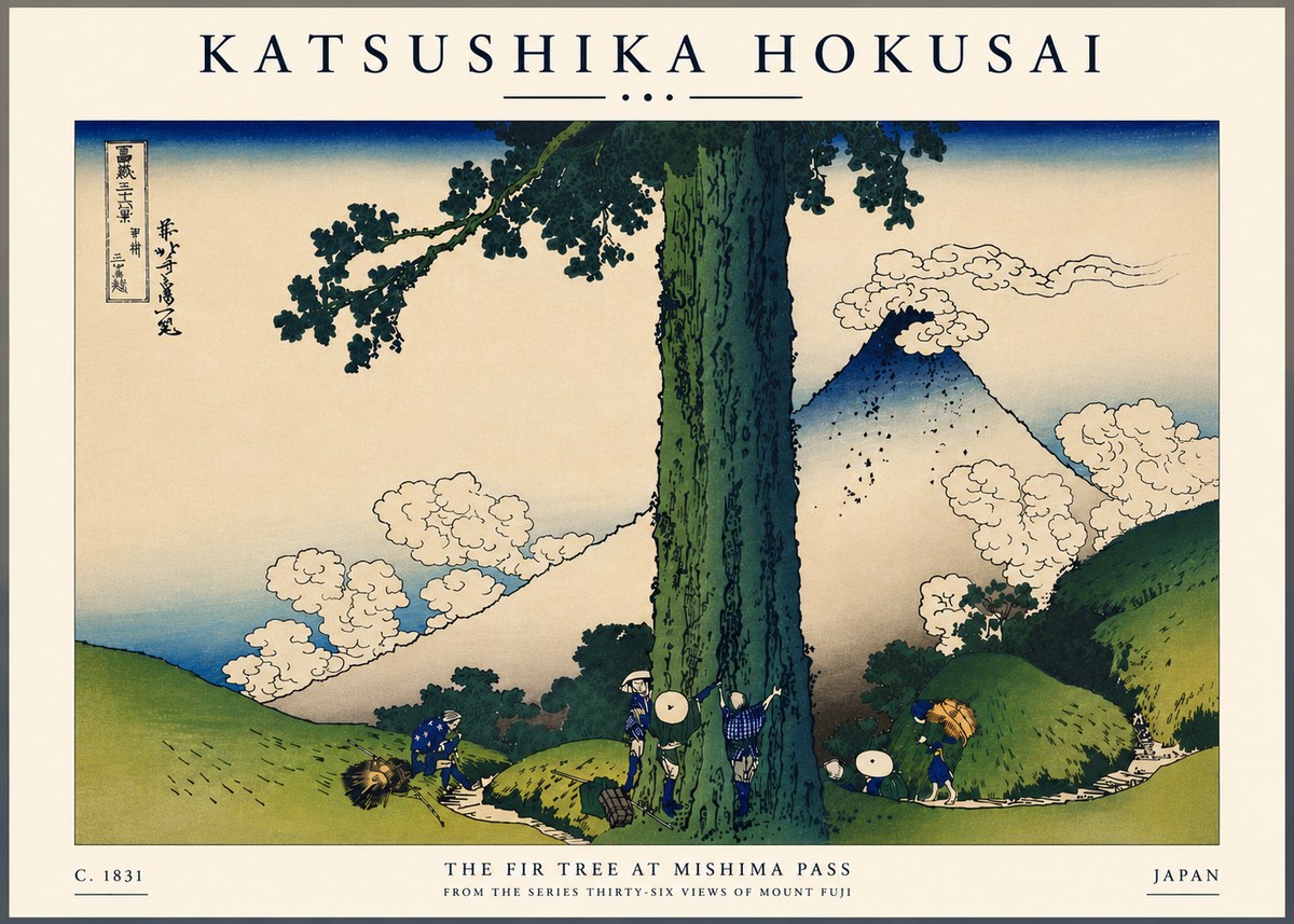 Katsushika Hokusai The Fir Tree at Mishima Pass No7 - Juliste