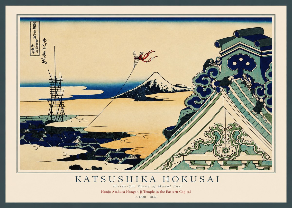 Katsushika Hokusai Honjo Asakusa Hongan-ji Temple in the Eastern Capital No2 - Juliste