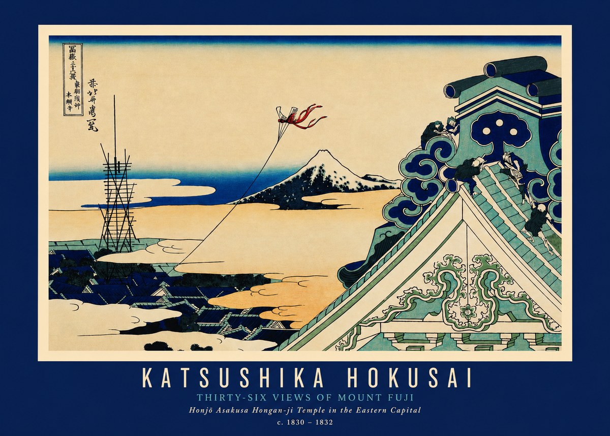Katsushika Hokusai Honjo Asakusa Hongan-ji Temple in the Eastern Capital No3 - Juliste