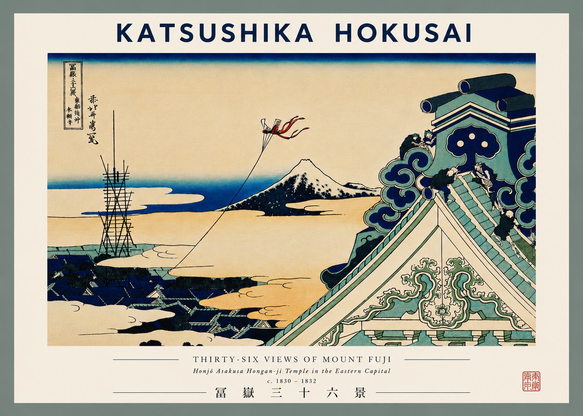 Katsushika Hokusai Honjo Asakusa Hongan-ji Temple in the Eastern Capital No8 - Juliste