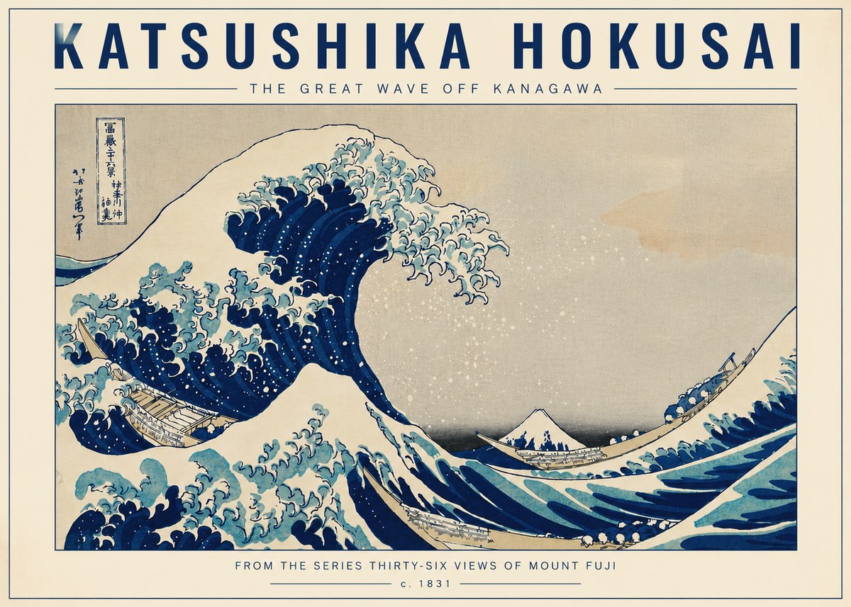 Katsushika Hokusai The Great Wave off Kanagawa I No5 - Juliste