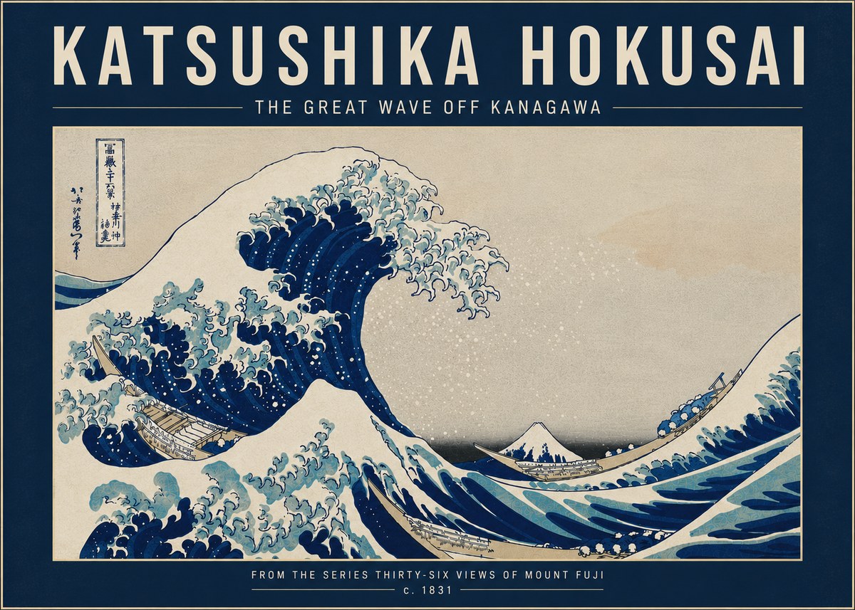 Katsushika Hokusai The Great Wave off Kanagawa I No6 - Juliste