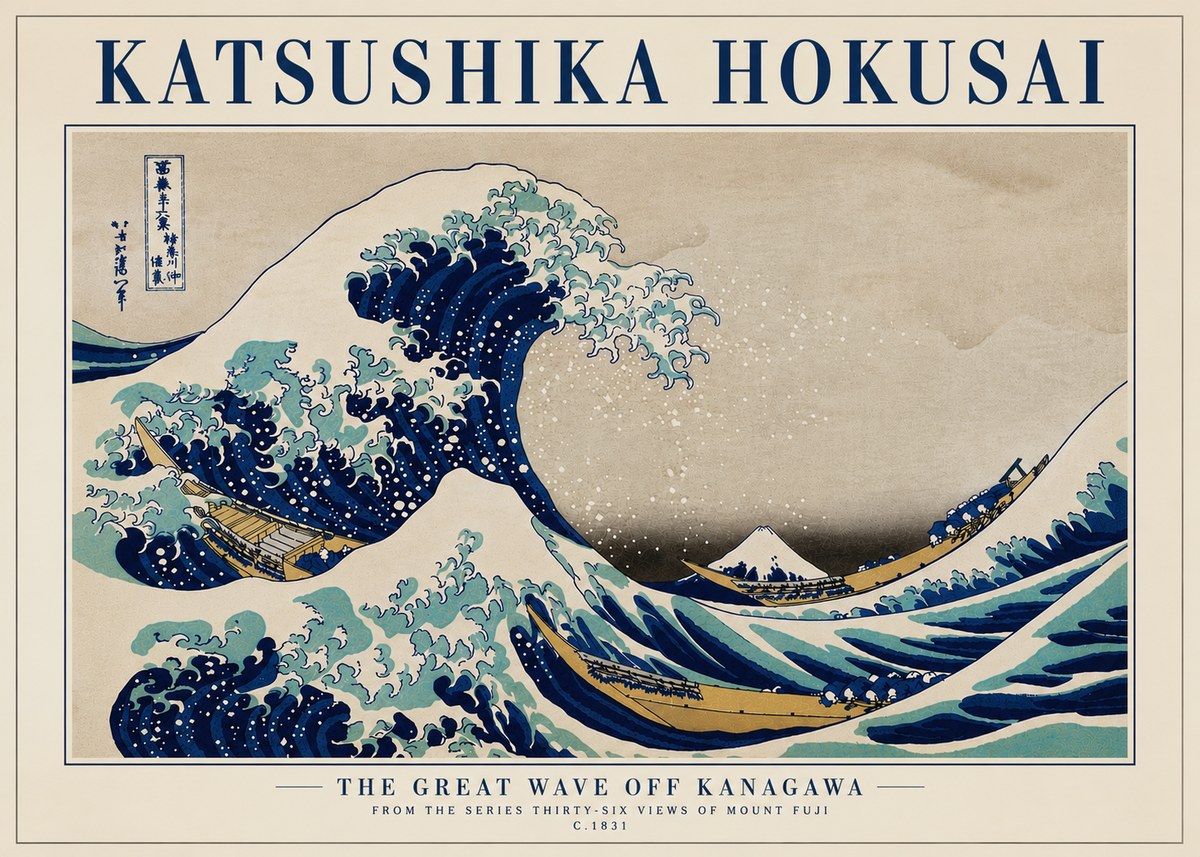 Katsushika Hokusai The Great Wave off Kanagawa II No7 - Juliste