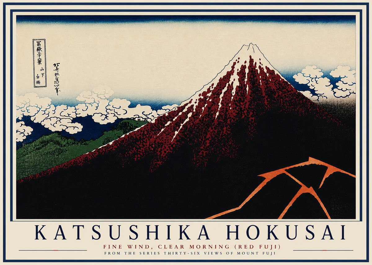 Katsushika Hokusai Fine Wind, Clear Morning (Red Fuji) II No7 - Juliste