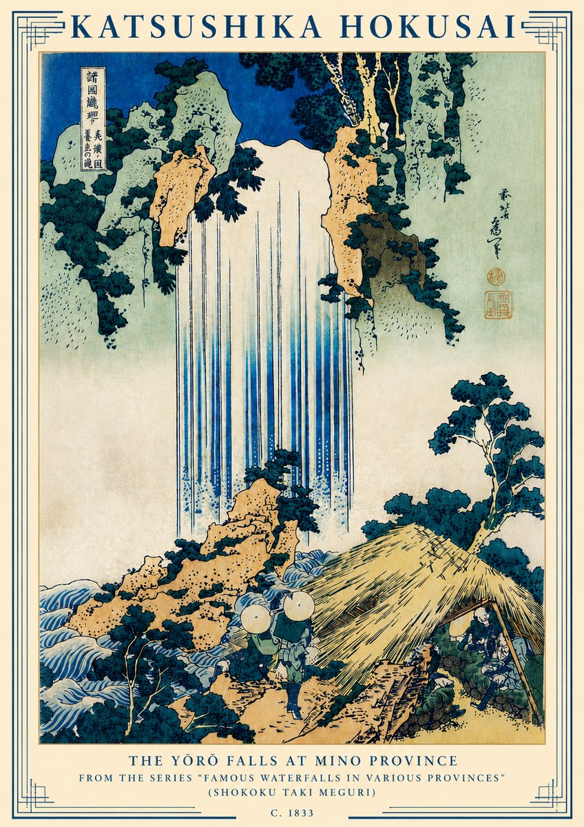 Katsushika Hokusai The Yōrō Falls at Mino Province No3 - Juliste