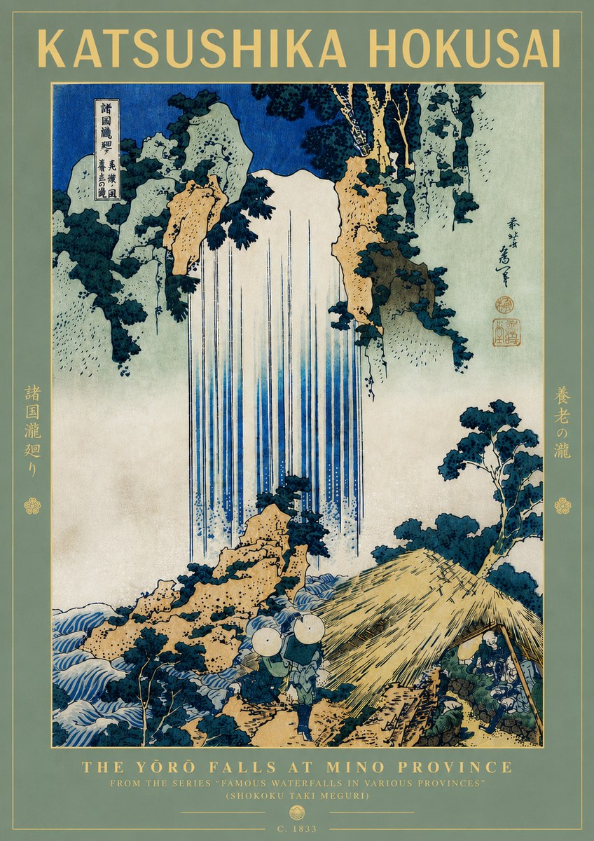 Katsushika Hokusai The Yōrō Falls at Mino Province No6 - Juliste