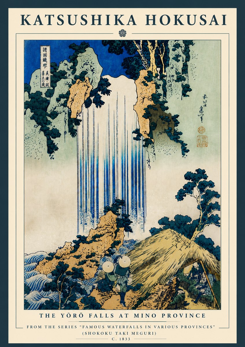 Katsushika Hokusai The Yōrō Falls at Mino Province No8 - Juliste