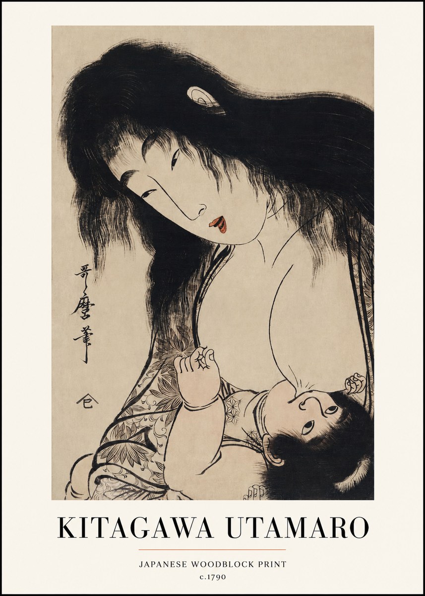 Kitagawa Utamaro Mother Nursing Her Child No1 - Juliste
