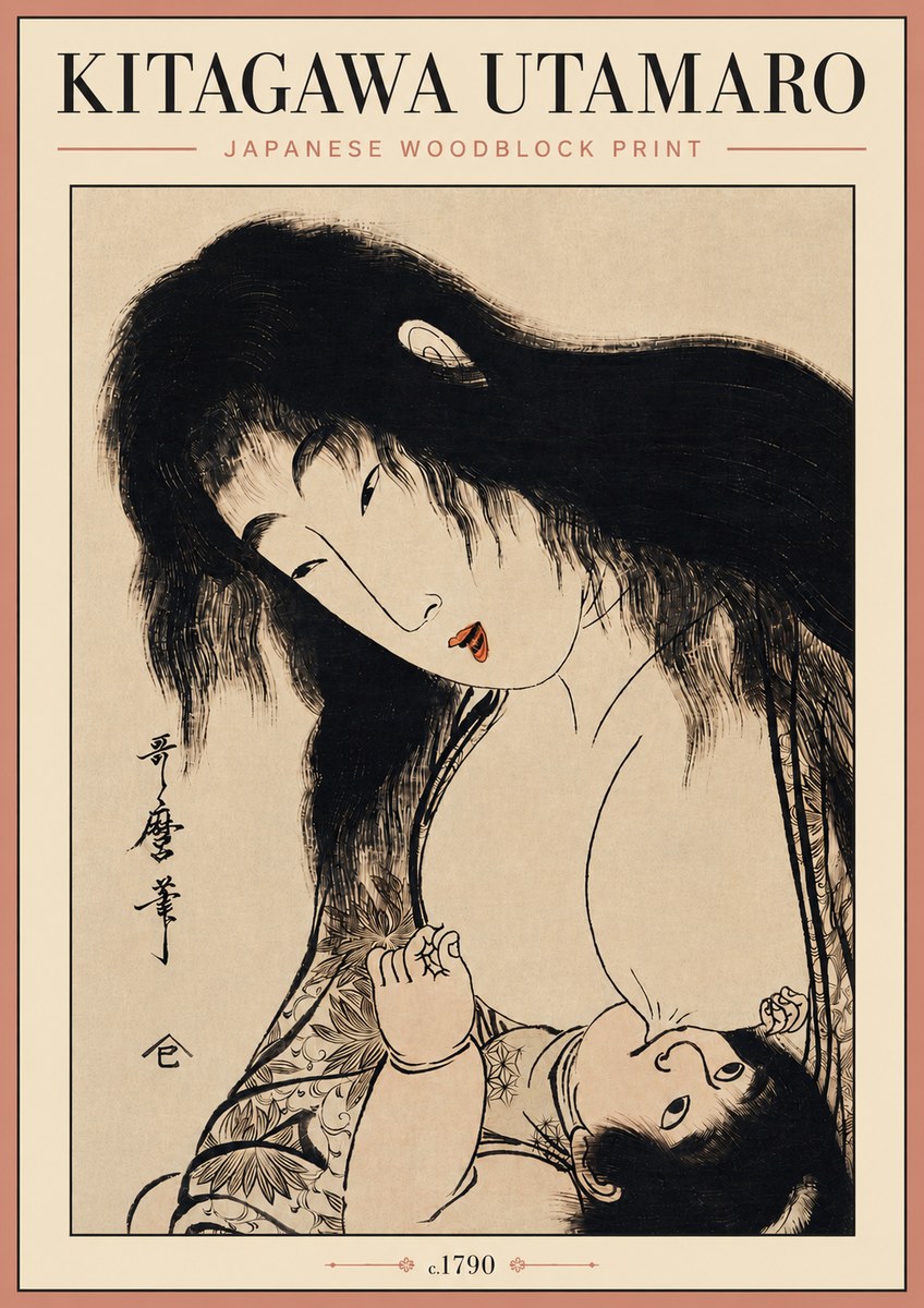 Kitagawa Utamaro Mother Nursing Her Child No4 - Juliste