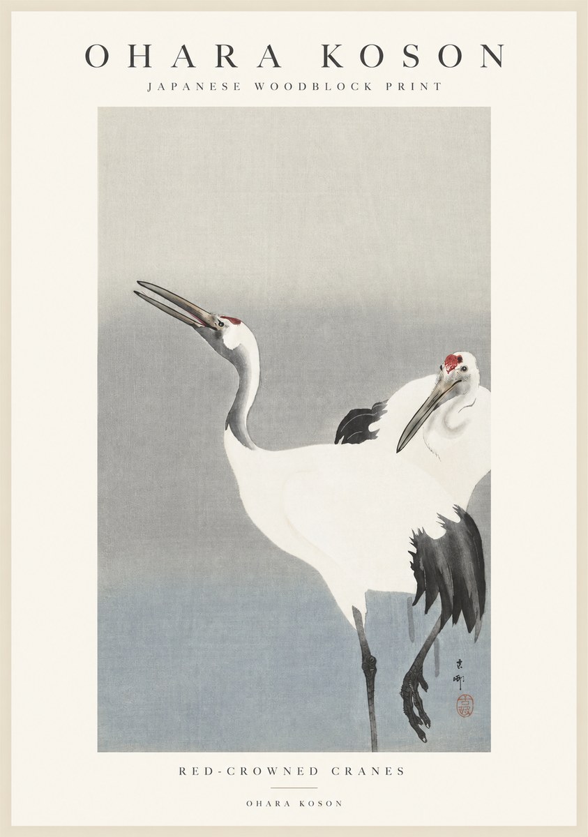 Ohara Koson Red-crowned Cranes No1 - Juliste